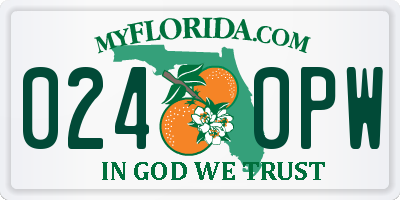 FL license plate 0240PW