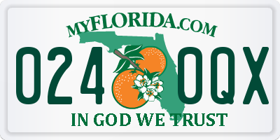 FL license plate 0240QX