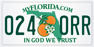 FL license plate 0240RR
