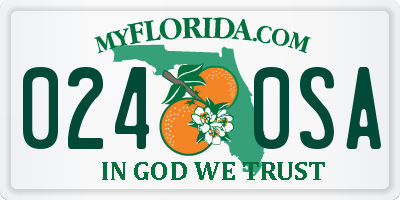 FL license plate 0240SA