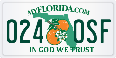 FL license plate 0240SF