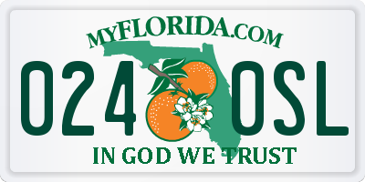 FL license plate 0240SL