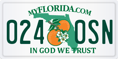 FL license plate 0240SN