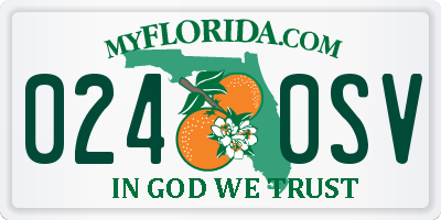 FL license plate 0240SV
