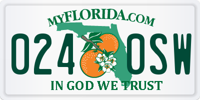 FL license plate 0240SW