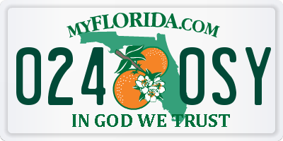 FL license plate 0240SY