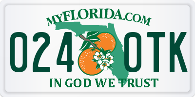 FL license plate 0240TK