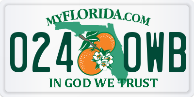 FL license plate 0240WB