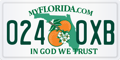 FL license plate 0240XB