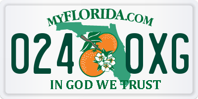FL license plate 0240XG