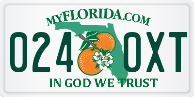 FL license plate 0240XT
