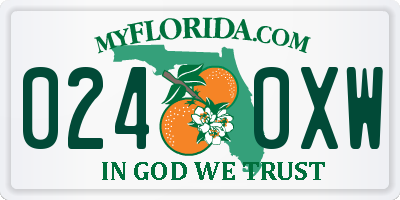 FL license plate 0240XW
