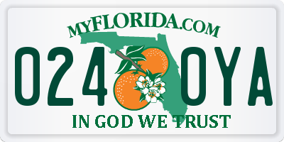 FL license plate 0240YA