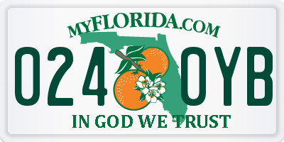 FL license plate 0240YB