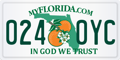 FL license plate 0240YC