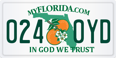 FL license plate 0240YD