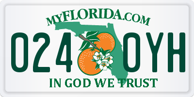 FL license plate 0240YH