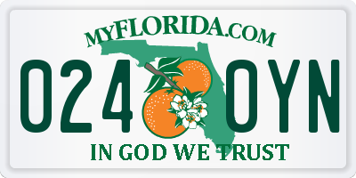 FL license plate 0240YN