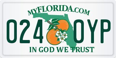 FL license plate 0240YP