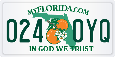 FL license plate 0240YQ