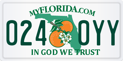 FL license plate 0240YY