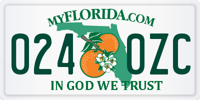 FL license plate 0240ZC