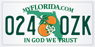 FL license plate 0240ZK
