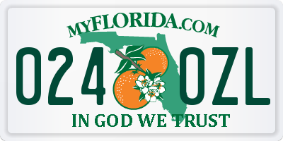 FL license plate 0240ZL