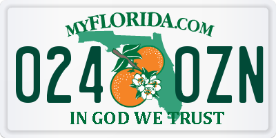 FL license plate 0240ZN