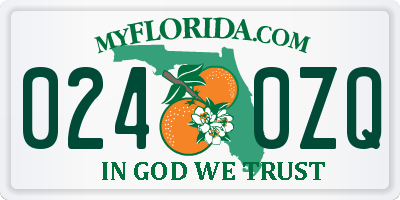 FL license plate 0240ZQ
