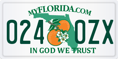 FL license plate 0240ZX