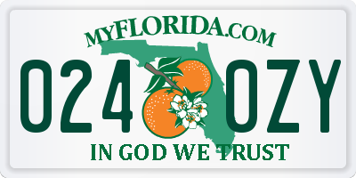 FL license plate 0240ZY