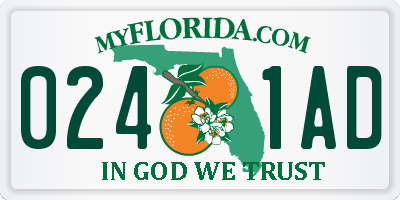 FL license plate 0241AD
