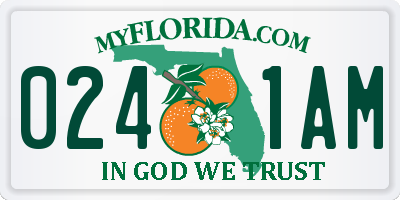 FL license plate 0241AM