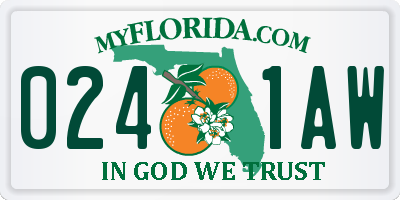 FL license plate 0241AW