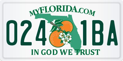 FL license plate 0241BA