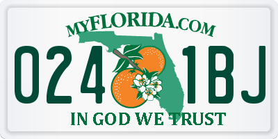 FL license plate 0241BJ
