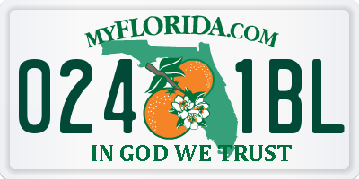 FL license plate 0241BL