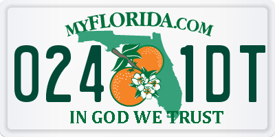 FL license plate 0241DT