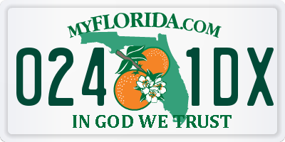 FL license plate 0241DX