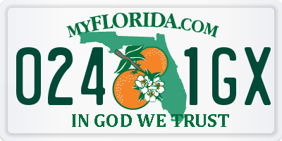 FL license plate 0241GX