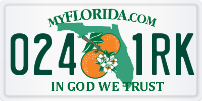 FL license plate 0241RK