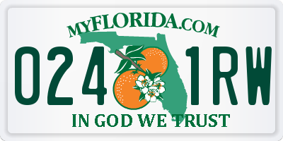 FL license plate 0241RW