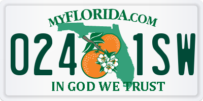 FL license plate 0241SW