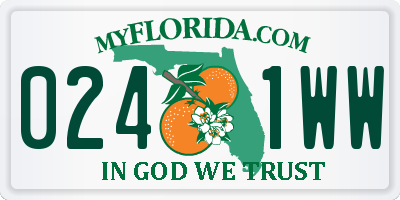 FL license plate 0241WW