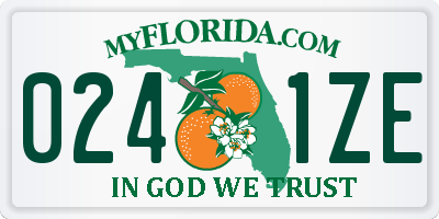 FL license plate 0241ZE