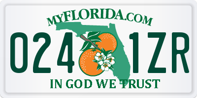FL license plate 0241ZR