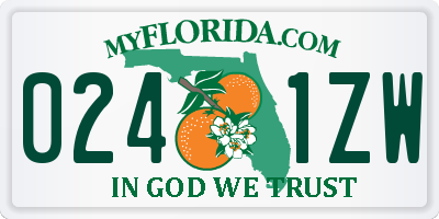 FL license plate 0241ZW