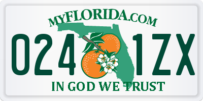 FL license plate 0241ZX