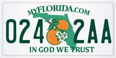 FL license plate 0242AA